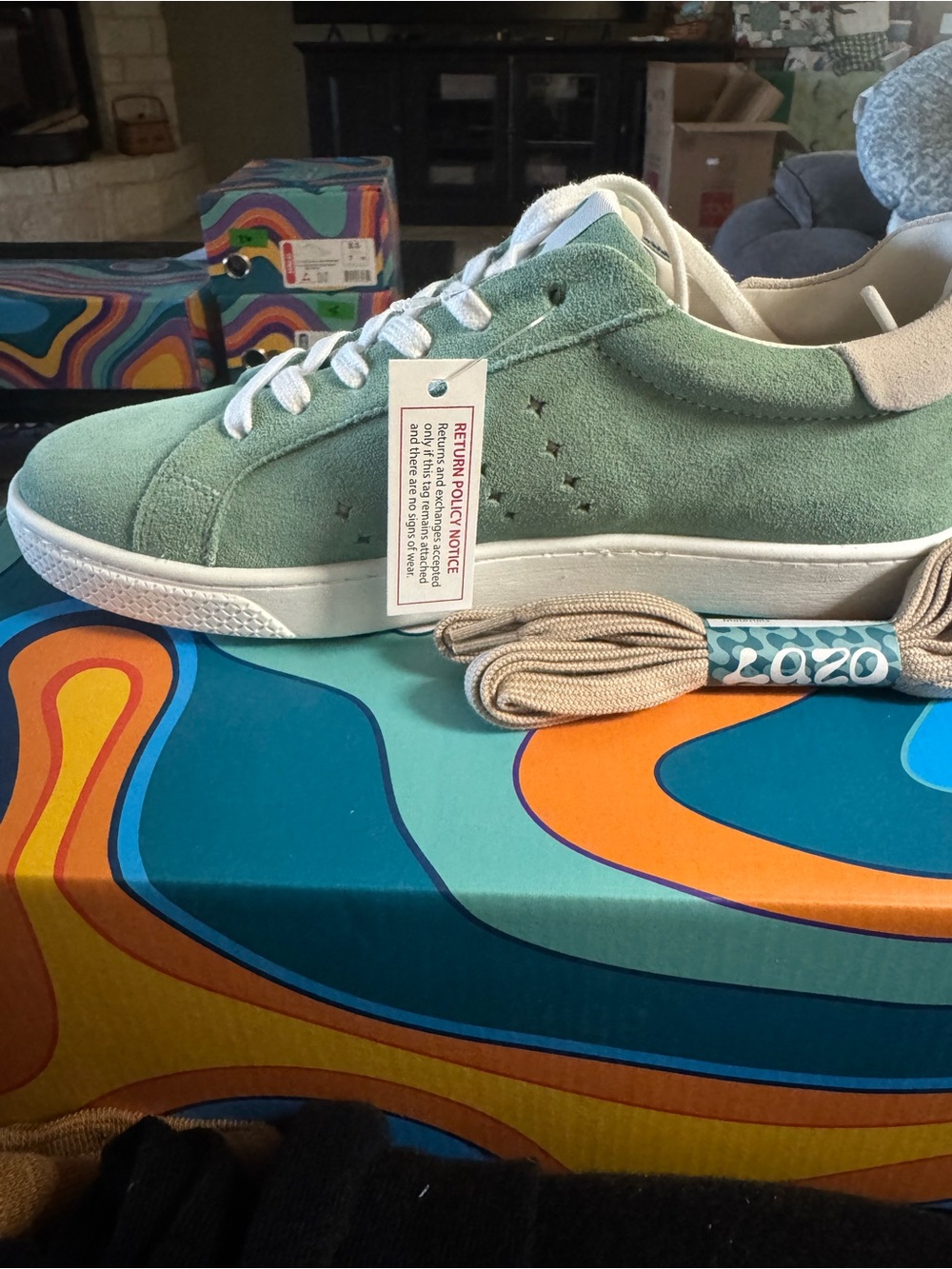 NIB Lazo Suede Sneakers soft green SZ W6.5 run small
